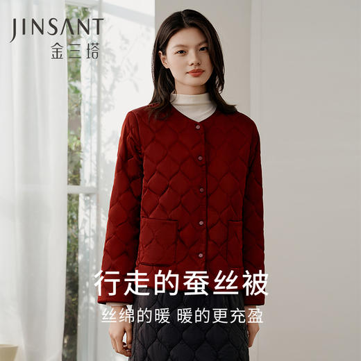 金三塔桑蚕丝填充秋冬保暖长袖棉袄厚款新品丝绵可外穿外套上衣（限价款）  NSFDD731 商品图1