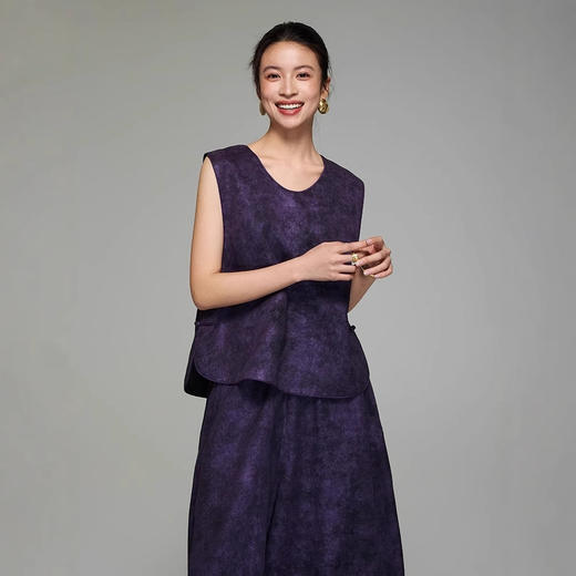 丁摩 [画雨]真丝香云纱真丝套装女中式国风桑蚕丝背心马甲休闲裤5ZF-2586 商品图1