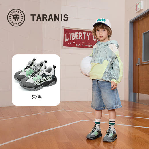 泰兰尼斯kids2025秋季新款旋钮防滑男童百搭休闲时尚透气运动鞋 T01X5C6465 商品图1