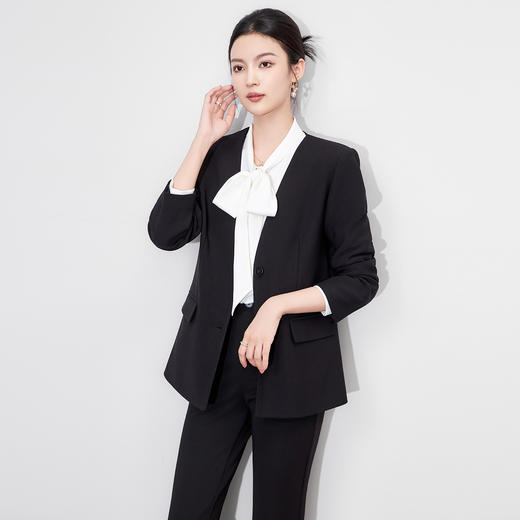 「高货wl」全新升级【铂金会员367/天猫499/差价132】(44750)洛诗琳气质优雅通勤西装2025秋季设计感蕾丝拼接外套女 商品图0