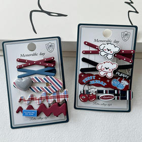 【积分兑】复古红蓝色系组合发夹纪念日百货门店同款164544611