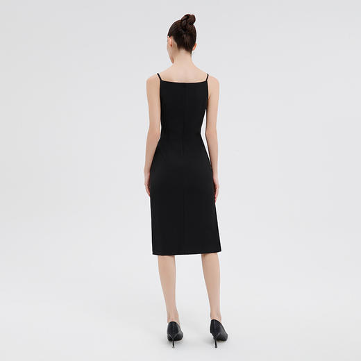 IWY/法曼努简约干练吊带连衣裙女气质百搭黑色无袖长裙西装内搭裙正装 商品图4