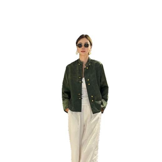 丁摩 油纱香云纱外套女中式国风立领纯手工一字扣百搭外套1632-207 商品图4