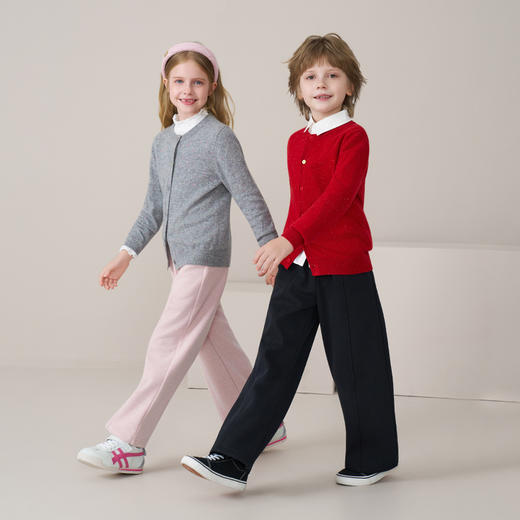 mettekids儿童100%羊绒衫2025秋冬女童彩色点子纱开衫男童毛衣 商品图3