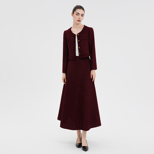 IWY/高级感酒红色西装套裙女秋季长袖显白职业裙装工作服C15117+S15117 商品图2