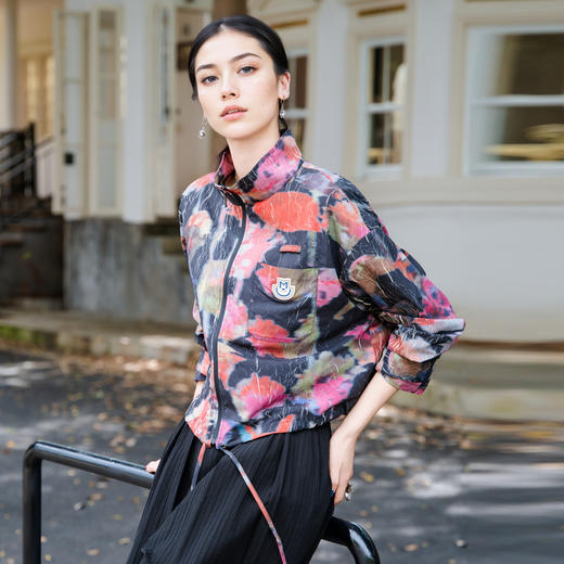 谜底花色短外套女2025秋季新款户外休闲运动百搭薄外套257MW7822 商品图1