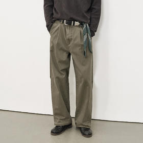 714street立体剪裁弧线打褶直筒长裤2025秋季水洗做旧男士休闲裤