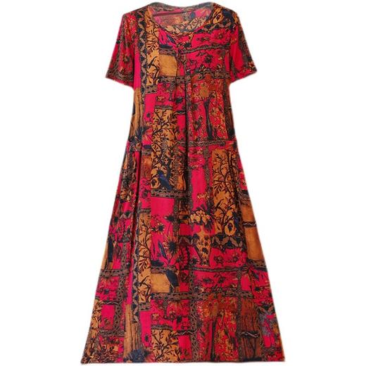 胖妈妈装夏装棉绸连衣裙加肥加大码女装中老年人夏季洋气宽松裙子 商品图4