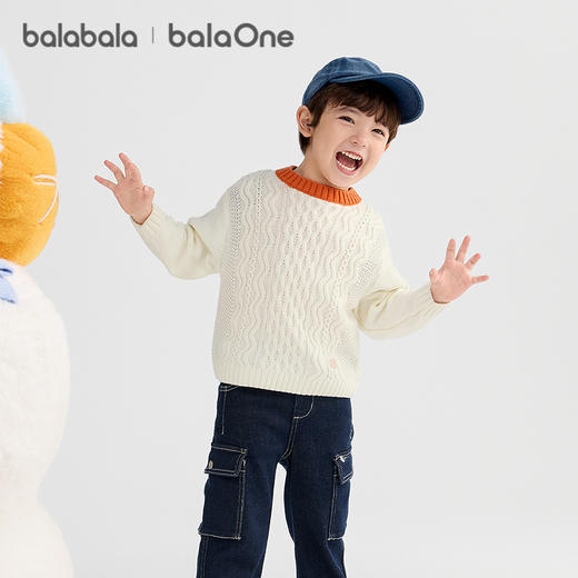 巴拉巴拉balaOne女童毛衣2025冬季新款绞花套头毛衫男宝宝针织衫 商品图2