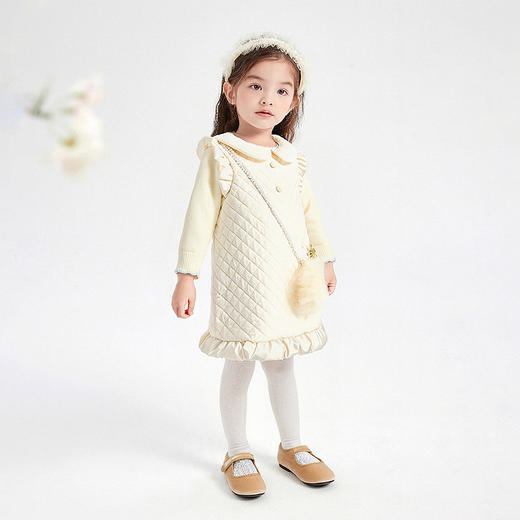 笛莎Deesha 童装女童连衣裙2025冬新款女童甜美娃娃领小A版绗棉背心裙 商品图2