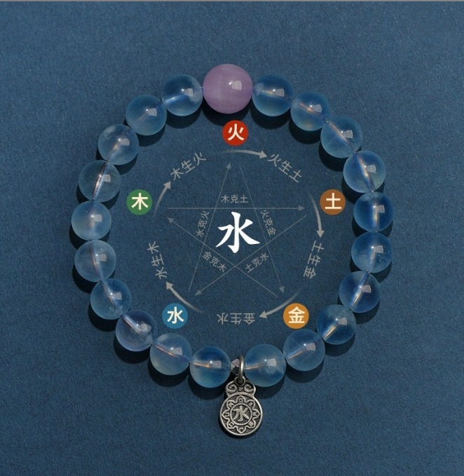 钻石豪门18000积分积分金木水火土.五行补水海蓝宝手串