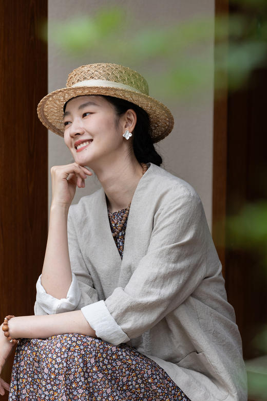 牧衣游原创 亚麻净色外套秋季通勤质朴宽松百搭轻薄开衫 素色年华 商品图5