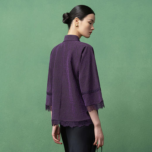 【林栖设计小店】（现货）香云纱衬衣新中式蕾丝2025秋季新款上衣女T1953299 商品图3