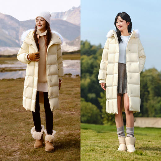 森马羽绒服女长款毛领连帽保暖宽松2024新款冬季三防防风外套百搭 商品图3