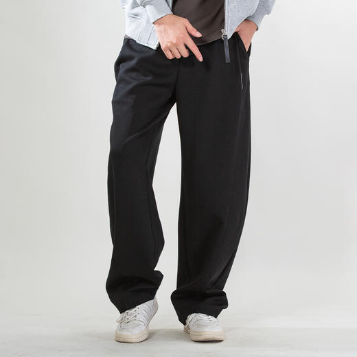 DRONKOO 2025 抽绳松紧腰斜袋前破缝口袋捏褶中厚卫裤长裤 商品图1