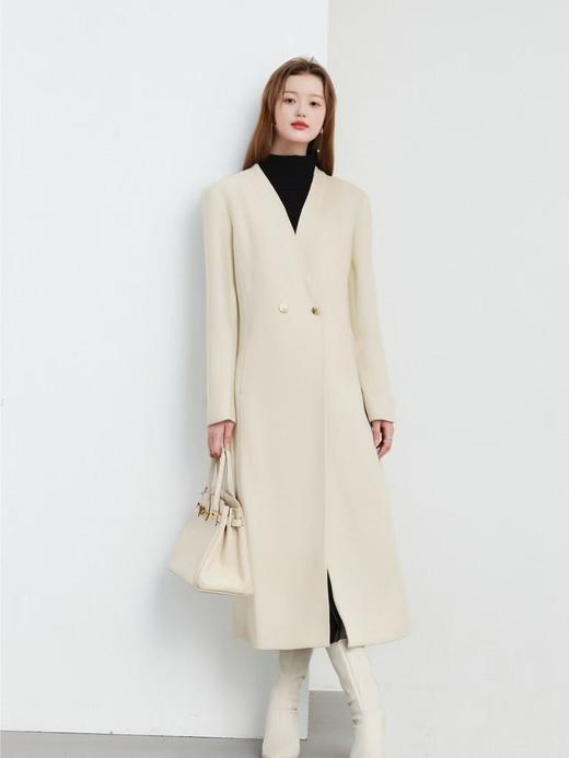 【高端系列】（微脏）手工定制001款100%羊毛长款修身双面尼大衣-喜出 商品图1