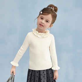 笛莎Deesha 童装女童毛衫2025冬新款女童甜美木耳边领修身打底毛衣