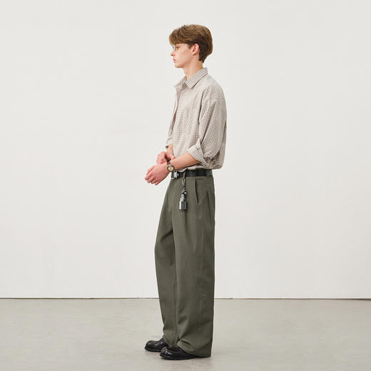 714street抗皱易打理中空纱直筒休闲裤2025秋冬季cleanfit裤子男 商品图2