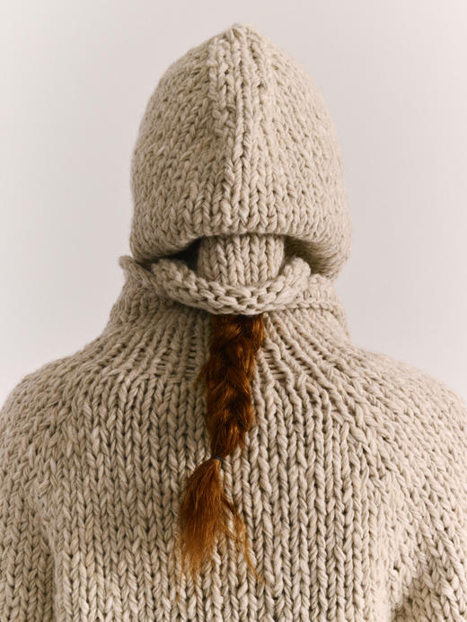 Casey Casey 25AW 黑白混色/藕白羊毛手织巴拉克拉法帽 商品图4