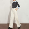 复古时髦丝巾腰带阔腿裤女秋季通勤百搭高腰显瘦直筒裤牛仔裤H0051271 商品缩略图2