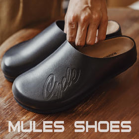 马登夏季新款男士穆勒鞋极简包头半拖老钱风一脚蹬休闲软木底拖鞋