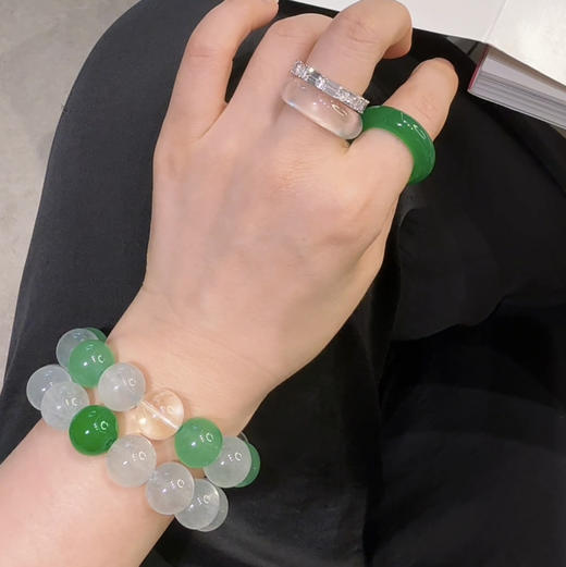 GAONAS非金属玻璃手链 雪中春信时尚清丽贵气白绿色手链11607SG 商品图4