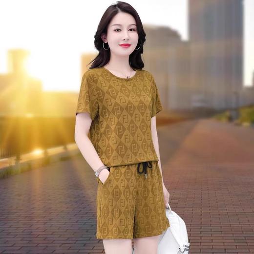 雀说冰丝短袖短裤套装女士新款女装休闲运动跑步五分裤两件套AL2586 商品图1