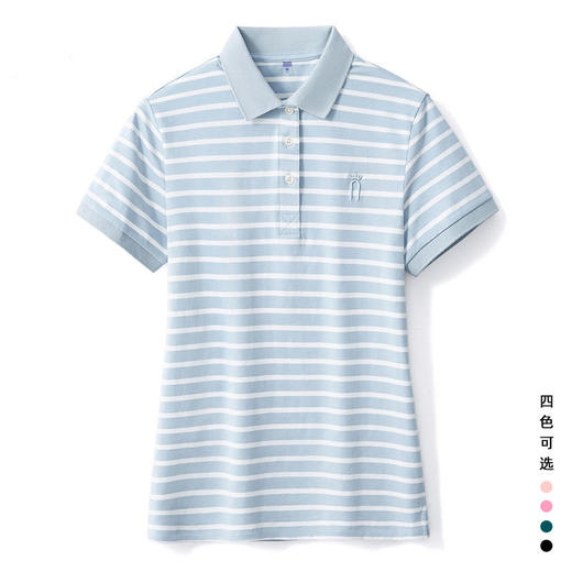 雀说3D立体刺绣基本款纽扣翻领POLO领女士POLO衫AL203307 商品图3