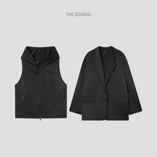 THESOONG玄墨岩染经典叠穿共生廓形可拆卸真两件套外套HWWT7444 商品图5