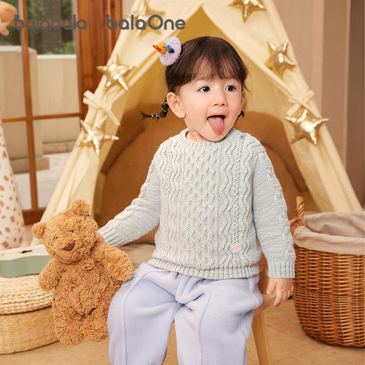 巴拉巴拉balaOne女童毛衣2025冬季新款绞花套头毛衫男宝宝针织衫 商品图1
