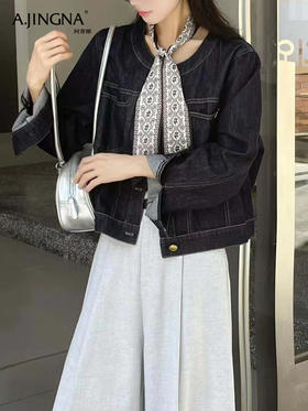 【都市动感】阿菁娜圆领牛仔复古短外套F30Q207003