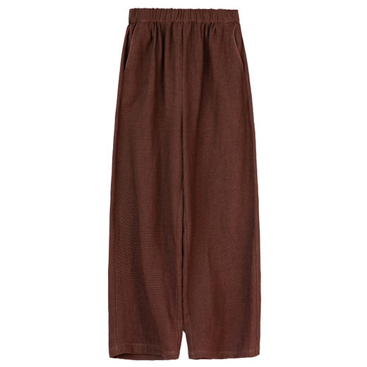 牧衣游原创 棉麻炒色裤子新款肌理朴实百搭松紧腰宽松长裤 夏知秋 商品图4