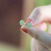 丁摩 复古999银和田玉色耳骨钉女养耳洞青玉圆形小耳环5ZF-00486 商品缩略图4