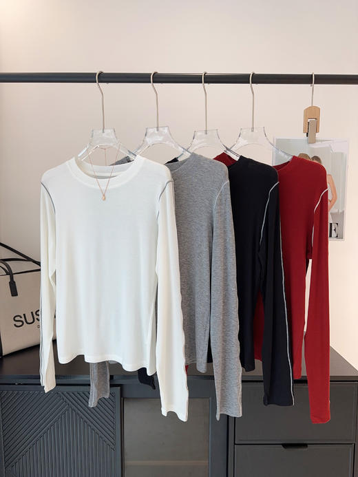 高端精品行业高标准超细绵羊毛+奥地利兰精天丝打底衫 商品图0