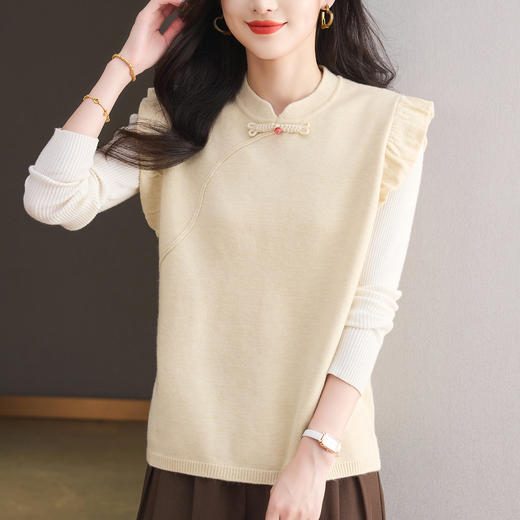 新中式国风马甲2025新款设计感小众秋装上衣时髦洋气针织马夹背心 商品图1