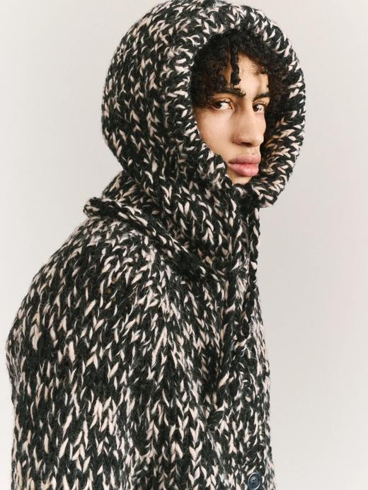 Casey Casey 25AW 黑白混色/藕白羊毛手织巴拉克拉法帽 商品图12