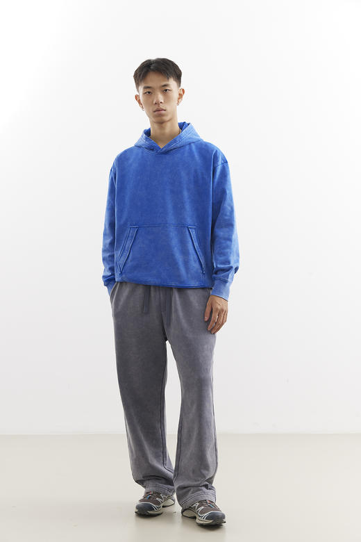 吃茶去chichaqu25重磅洗褪做旧带帽拉链卫衣复古宽松街头休闲运动 商品图3