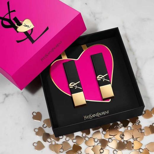 圣罗兰YSL 情人锁爱两件套 黑金方管浮雕口红小样礼盒1.2g*2 日期到26年7月 香港直邮 商品图0
