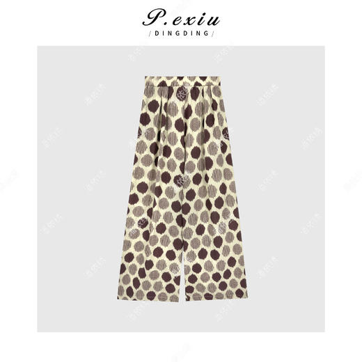 PanYiXiu/潘依绣【凉感裤】天丝压褶肌理撞色印花阔腿休闲裤WH00331 商品图1