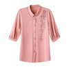 KQL644G2388贵夫人上衣女士2025夏装仿真丝衬衫妈妈洋气宽松显瘦桑蚕丝衬衣 商品缩略图4