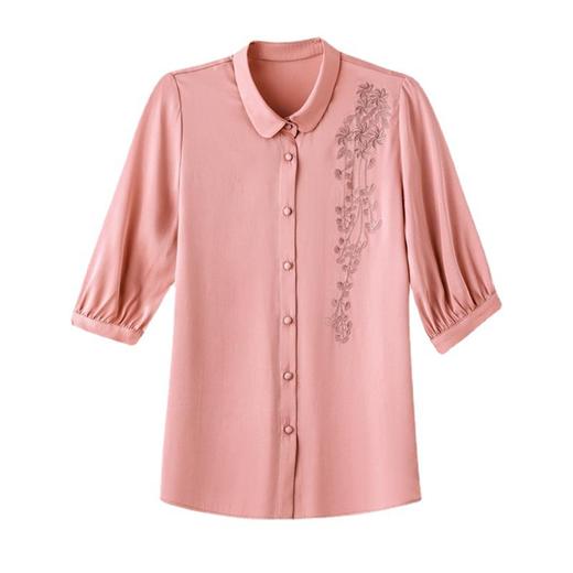 KQL644G2388贵夫人上衣女士2025夏装仿真丝衬衫妈妈洋气宽松显瘦桑蚕丝衬衣 商品图4