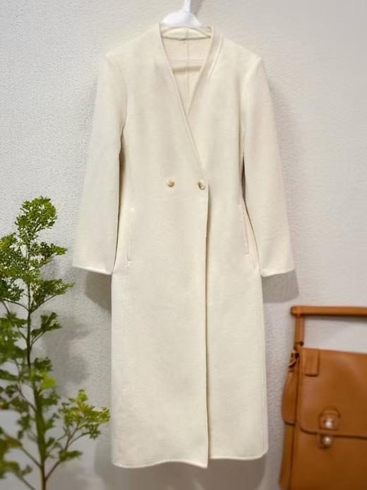 【高端系列】（微脏）手工定制001款100%羊毛长款修身双面尼大衣-喜出 商品图4