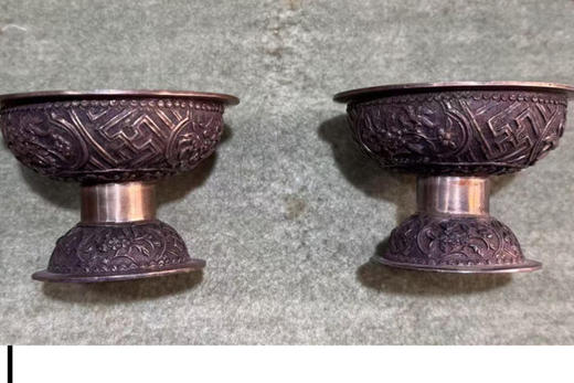 清代●银刻八宝纹清贡高足碗 商品图0