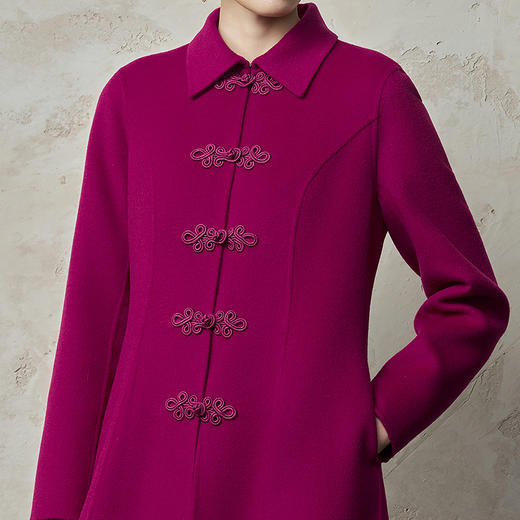 【林栖设计小店】姹紫嫣红绵羊毛双面呢新中式盘扣2025秋冬新款外套女1953131 商品图3