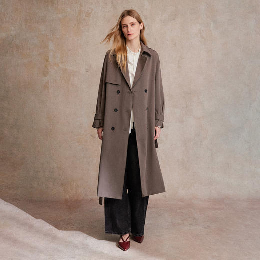 C+IMPRESS/西嘉经典长款智性风衣25新款复古双排扣翻领廓形外套女FY2503057 商品图2