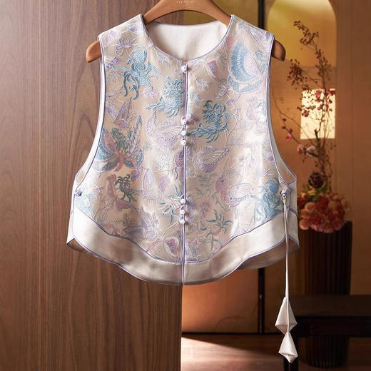丁摩 新中式马甲女织锦提花国风马夹春秋改良唐装坎肩国潮无袖背心外套5ZF-8181 商品图1