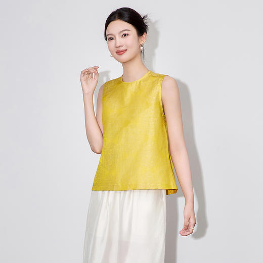 「高货wl」全新升级【铂金会员284/天猫379/差价95】(45342)洛诗琳气质正反两穿提花马甲2025夏季香云纱国风显瘦上衣 商品图0