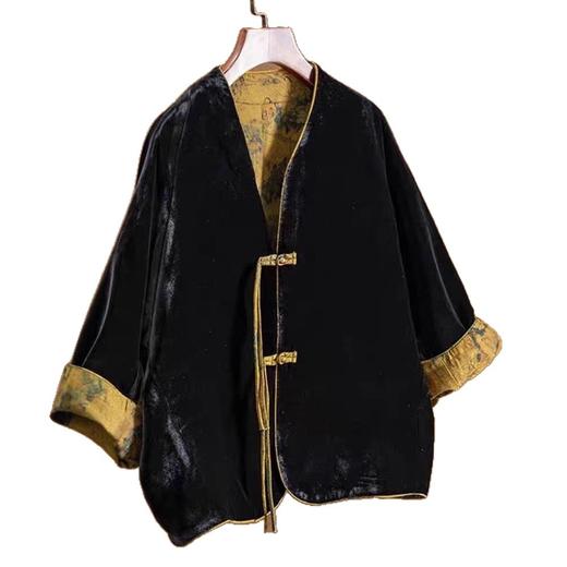 雀说花萝新中式丝绒新女大码复古改良唐装上衣AL 商品图4