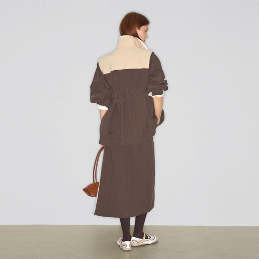 马君妍同款lost in echo早秋新款撞色收腰工装夹克外套长半身裙女 商品图4