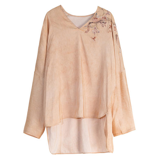 牧衣游原创 重磅22姆米精工刺绣真丝套头衫宽松复古上衣 落人衣 商品图4